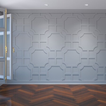 Ekena Millwork Large Bradley Decorative Fretwork Wall Panels in Architectural Grde PVC, 40 7/8"W x 23 3/8"H x 3/8"T WALP24X24BRD